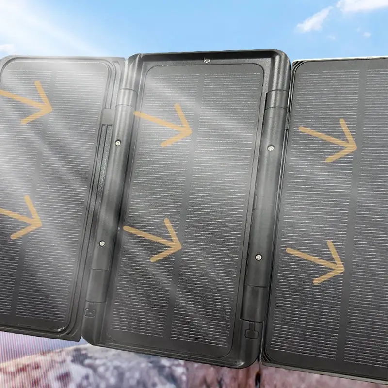 Portable 10,000mAh Fast Charging Solar Power Bank, Foldable Three Solar Panel Wireless Charger For Camping, Hiking, or Emergencies