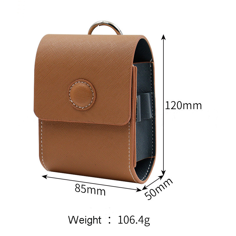 PU Leather Golf Rangefinder Case With Tee Holder, Portable Golf Ball Storage Pouch Hanging Container with Carabiner Belt Clip