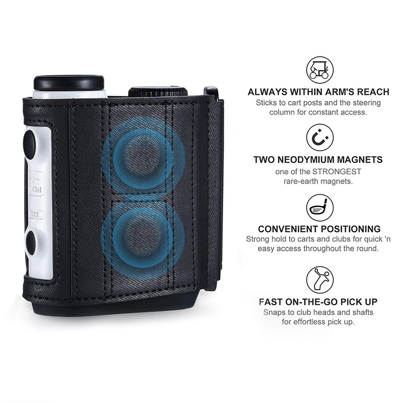 PU Leather Adjustable Strong Magnetic Rangefinder Strap/Mount/Holder/Band/Cover, Easily Attach To Golf Cart Railing Bar or Frame