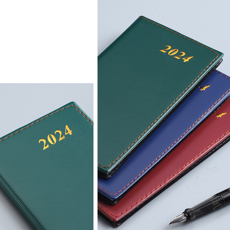 2024 Soft PU Cover Diary Notebook, Daily, Weekly, and Monthly Pocket Notepad (A6 Size) 2024, Lay Flat Portable stationery Journal