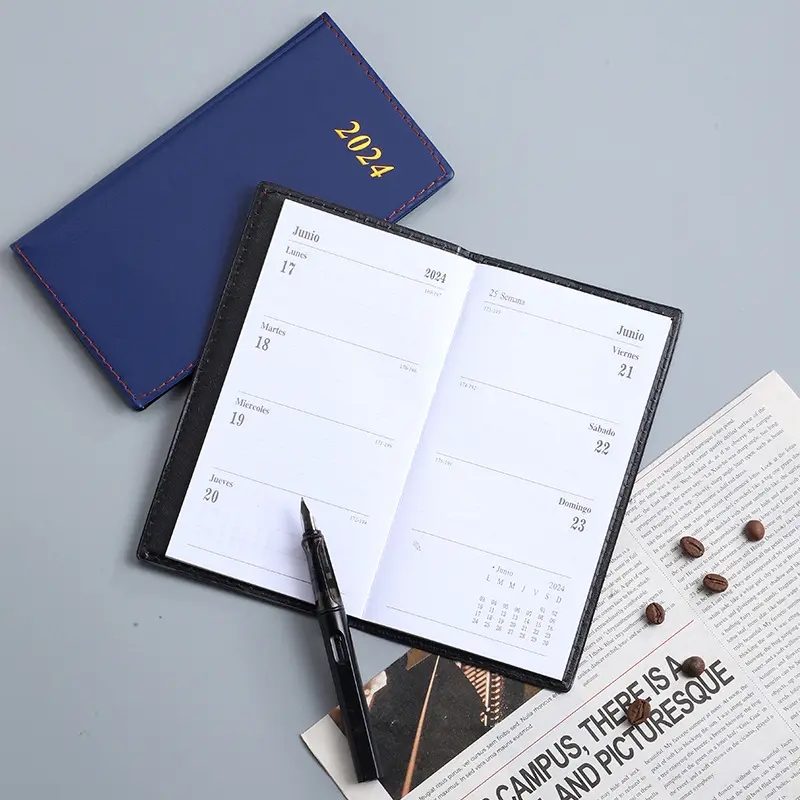 2024 Soft PU Cover Diary Notebook, Daily, Weekly, and Monthly Pocket Notepad (A6 Size) 2024, Lay Flat Portable stationery Journal
