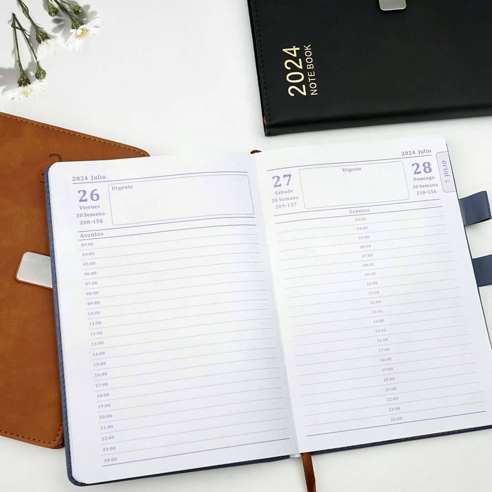 Premium A5 Diary Notebook, Hardcover 2024 Daily Weekly Monthly Planner Notebook, 2024 Agenda Goal Setting & Appointments Planning