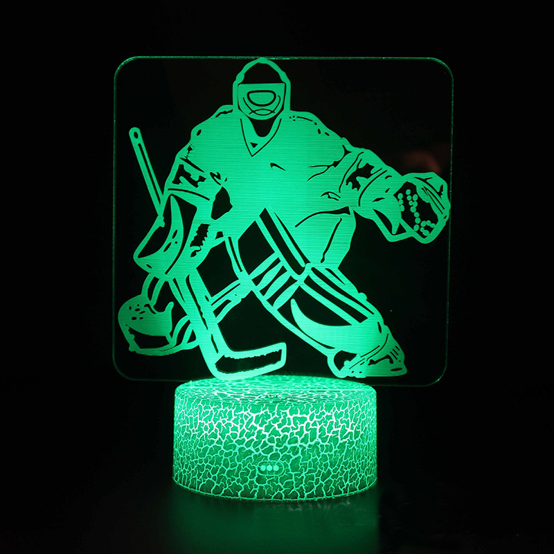 Hockey Night Light, Hockey Player 3D Lamp Light, Remote Control Color Changing Touch Dimmable Night Lamp Home Decor for Hockey Fan