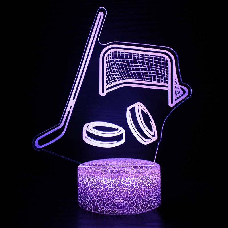 Hockey Night Light, Hockey Player 3D Lamp Light, Remote Control Color Changing Touch Dimmable Night Lamp Home Decor for Hockey Fan