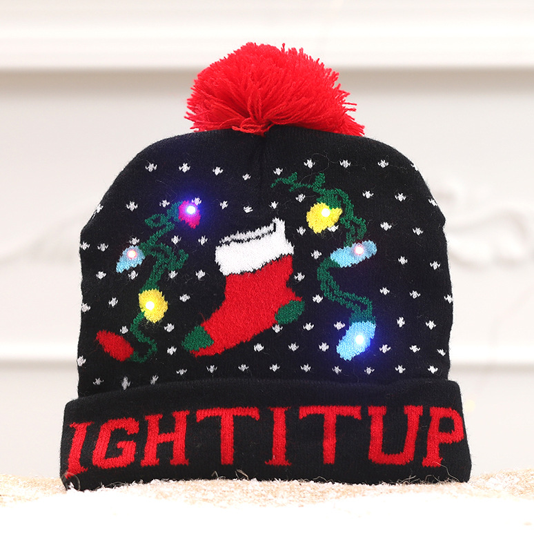 LED Light Up Christmas Beanies Hats for Adults, Unisex Winter Hat Xmas Knitted Beanie Hat, Funny Christmas Gifts Party Supplies
