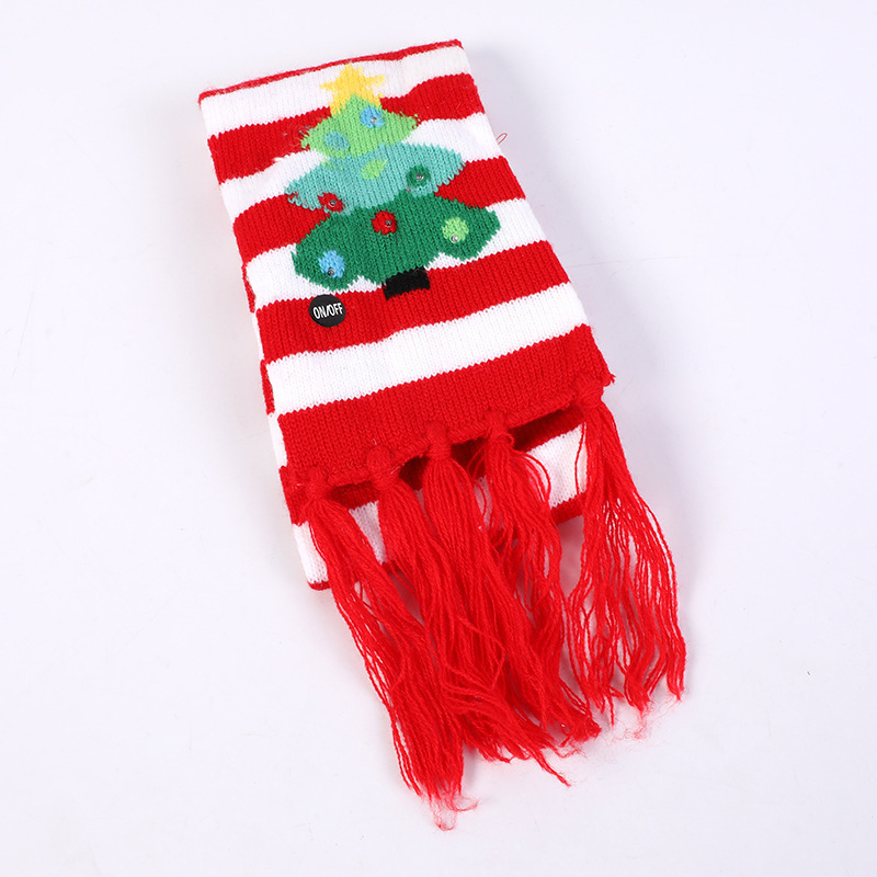 LED Light Up Christmas Scarf Holiday Scarf Warm Knitted Scarf Light Bulb Scarf for Kids Adults Xmas Party