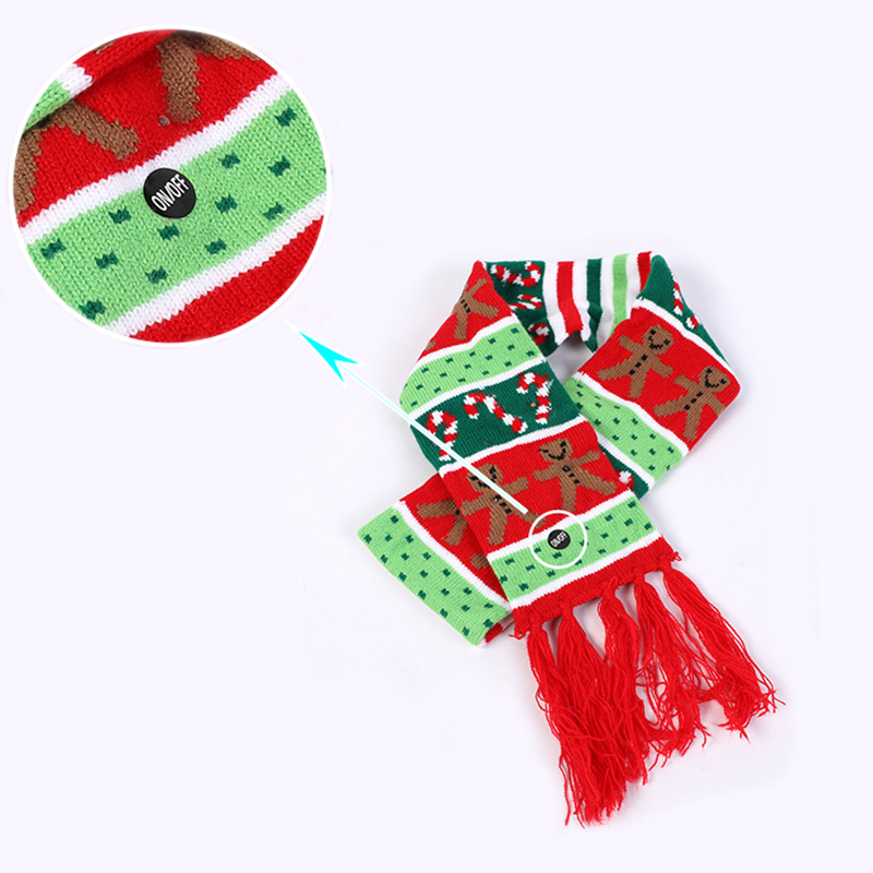 LED Light Up Christmas Scarf Holiday Scarf Warm Knitted Scarf Light Bulb Scarf for Kids Adults Xmas Party