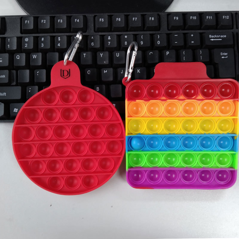 Mini Pop Keychain Silicone Push Bubble Pop Fidget Toy With Carabiner, Silicone Squeeze Sensory Toys, Anxiety Stress Reliever