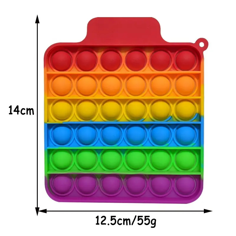 Mini Pop Keychain Square Silicone Push Bubble Pop Fidget Toy Chains Silicone Squeeze Sensory Toys, Anxiety Stress Reliever
