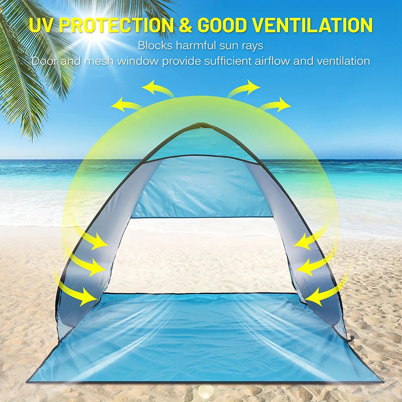Portable Quick-Opening Pop Up Beach Tent With Carry Bag, Easy Set Up Beach Sun Shelter for 3-4 people, Beach Sun Shade Canopy