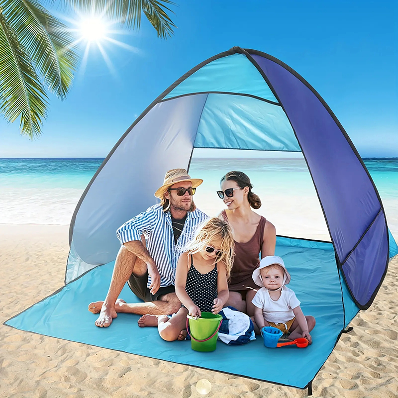 Portable Quick-Opening Pop Up Beach Tent With Carry Bag, Easy Set Up Beach Sun Shelter for 3-4 people, Beach Sun Shade Canopy
