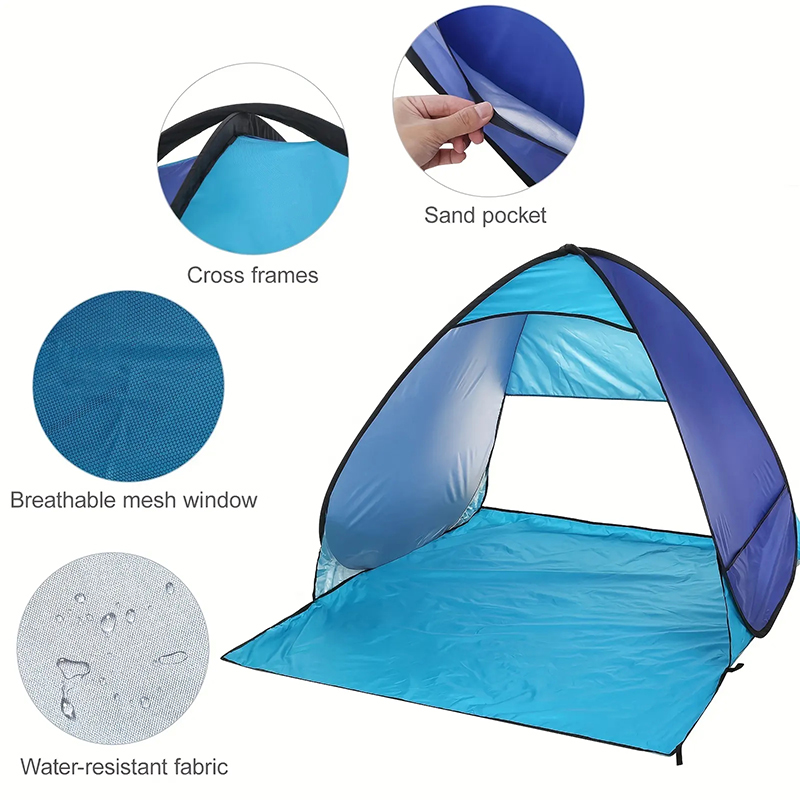 Portable Quick-Opening Pop Up Beach Tent With Carry Bag, Easy Set Up Beach Sun Shelter for 3-4 people, Beach Sun Shade Canopy