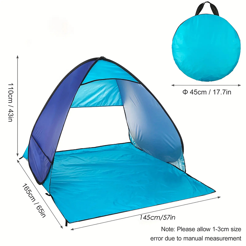 Portable Quick-Opening Pop Up Beach Tent With Carry Bag, Easy Set Up Beach Sun Shelter for 3-4 people, Beach Sun Shade Canopy