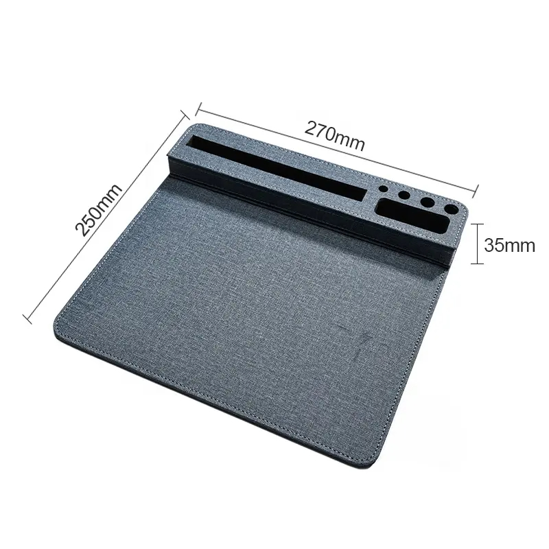Waterproof Wireless Charger Mouse Pad with Pen/Phone Holder, Portable PU Leather Mouse Pad for Laptop/Desk/Computer
