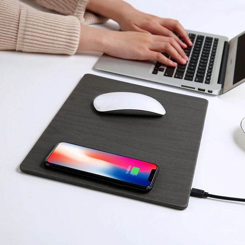 PU Mouse Pad with Wireless Charging Desk Pad, 12x8Inch Waterproof Mouse Mat with Anti-Slip Rubber Base for Laptop, Office & Home
