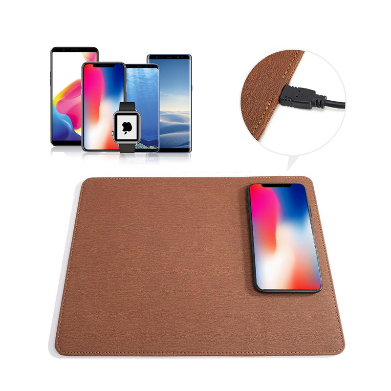 PU Mouse Pad with Wireless Charging Desk Pad, 12x8Inch Waterproof Mouse Mat with Anti-Slip Rubber Base for Laptop, Office & Home