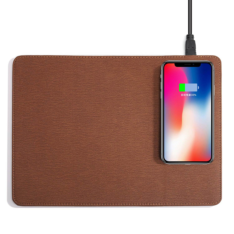 PU Mouse Pad with Wireless Charging Desk Pad, 12x8Inch Waterproof Mouse Mat with Anti-Slip Rubber Base for Laptop, Office & Home