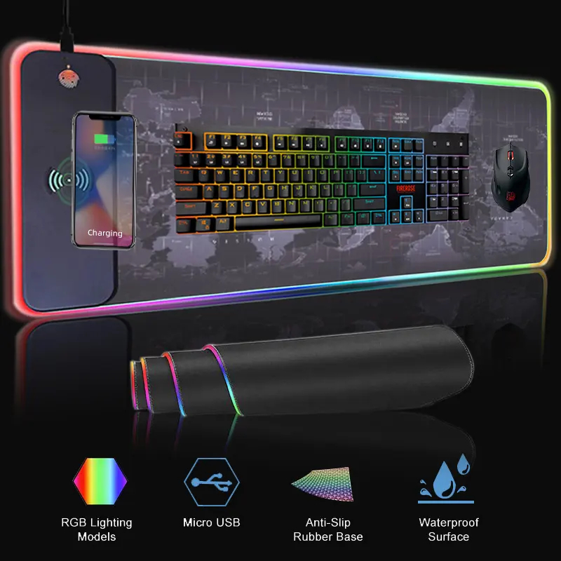 RGB Gaming Mouse Pad with Wireless Charging 10W, 31 1/2 