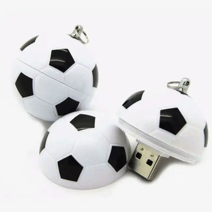 Soccer Shaped 4GB USB Flash Drive With Keyring, Custom Logo Plastic Football Shape Thumb Drive Memory Stick
