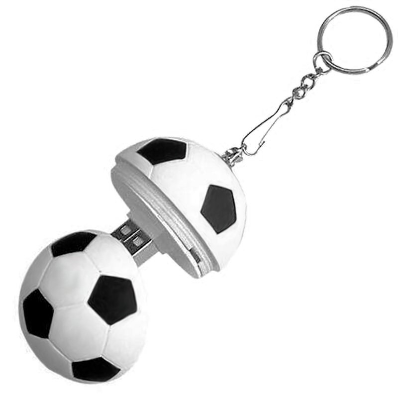 Soccer Shaped 4GB USB Flash Drive With Keyring, Custom Logo Plastic Football Shape Thumb Drive Memory Stick