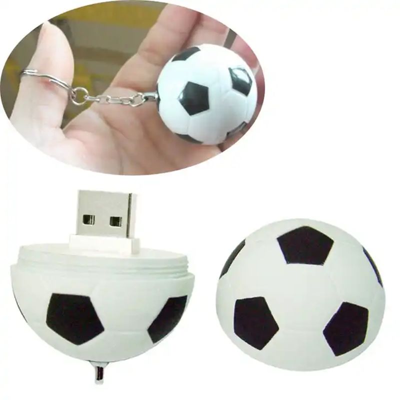 Soccer Shaped 4GB USB Flash Drive With Keyring, Custom Logo Plastic Football Shape Thumb Drive Memory Stick