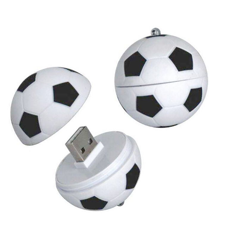 Soccer Shaped 4GB USB Flash Drive With Keyring, Custom Logo Plastic Football Shape Thumb Drive Memory Stick