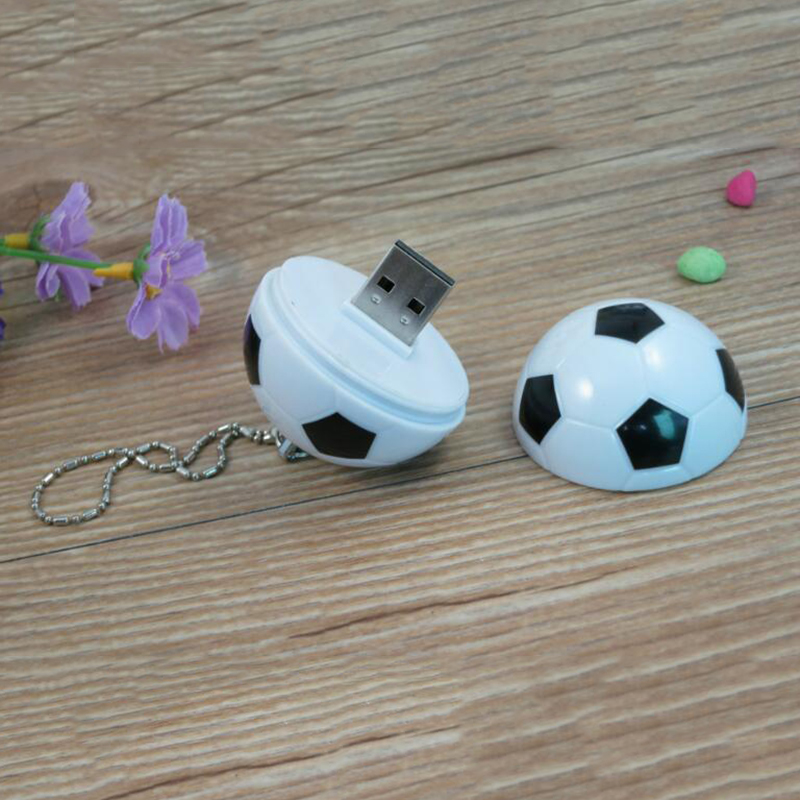Soccer Shaped 4GB USB Flash Drive With Keyring, Custom Logo Plastic Football Shape Thumb Drive Memory Stick