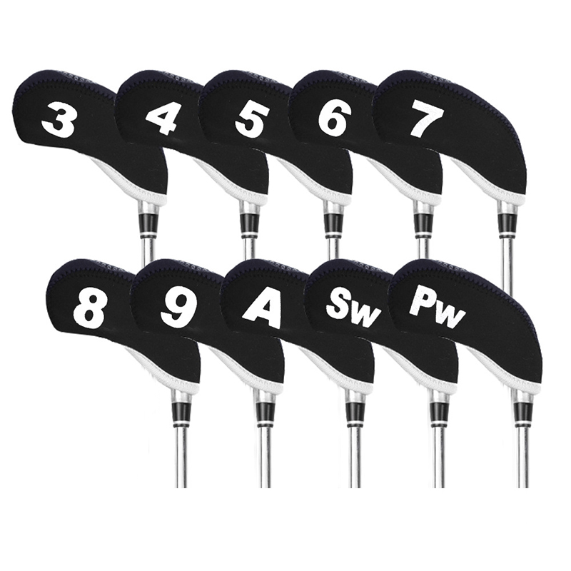 Neoprene Golf Iron Club Head Covers with Transparent Window Headcover Wedge Cover for Golfers