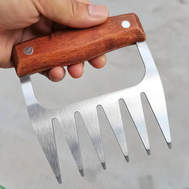 Stainless Steel BBQ Meat Shredder Claws With Wood Handle