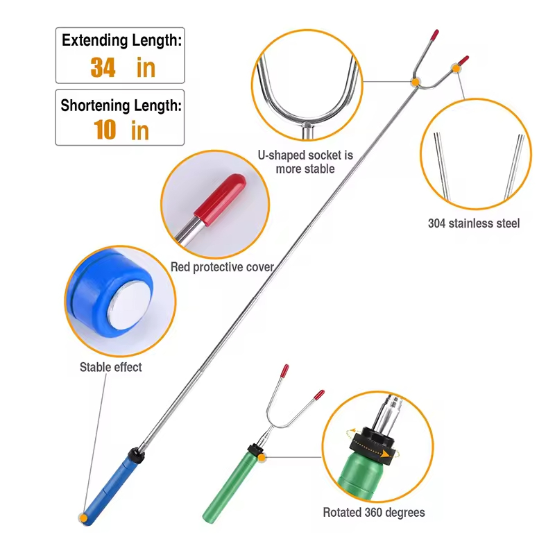 5 Pack Telescoping Stainless Steel Campfire Roasting Sticks, Extendable Marshmallow Roasting Sticks Smore Skewers Hot Dog Fork