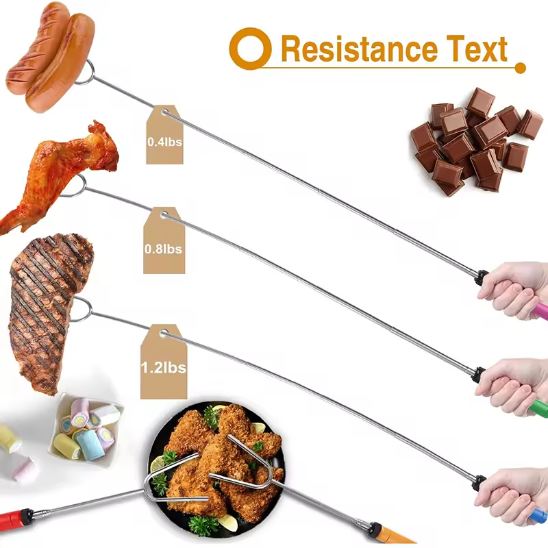 5 Pack Telescoping Stainless Steel Campfire Roasting Sticks, Extendable Marshmallow Roasting Sticks Smore Skewers Hot Dog Fork