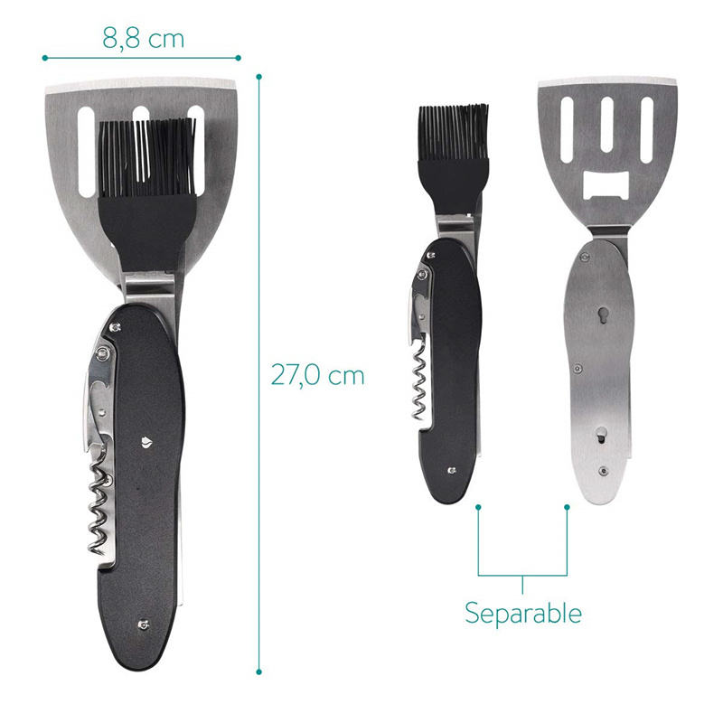5-in-1 BBQ Multi-Tool, Foldable & Portable Grill Tools Set for Cooking, BBQ Grilling and Camping