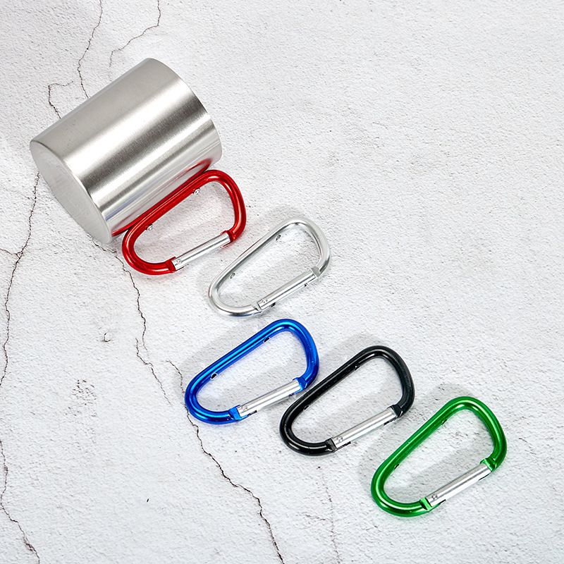 6.7oz Stainless Steel Camping Mug with Handle, Portable Mini Camping Insulated Coffee Mug With D Ring Carabiner Handle