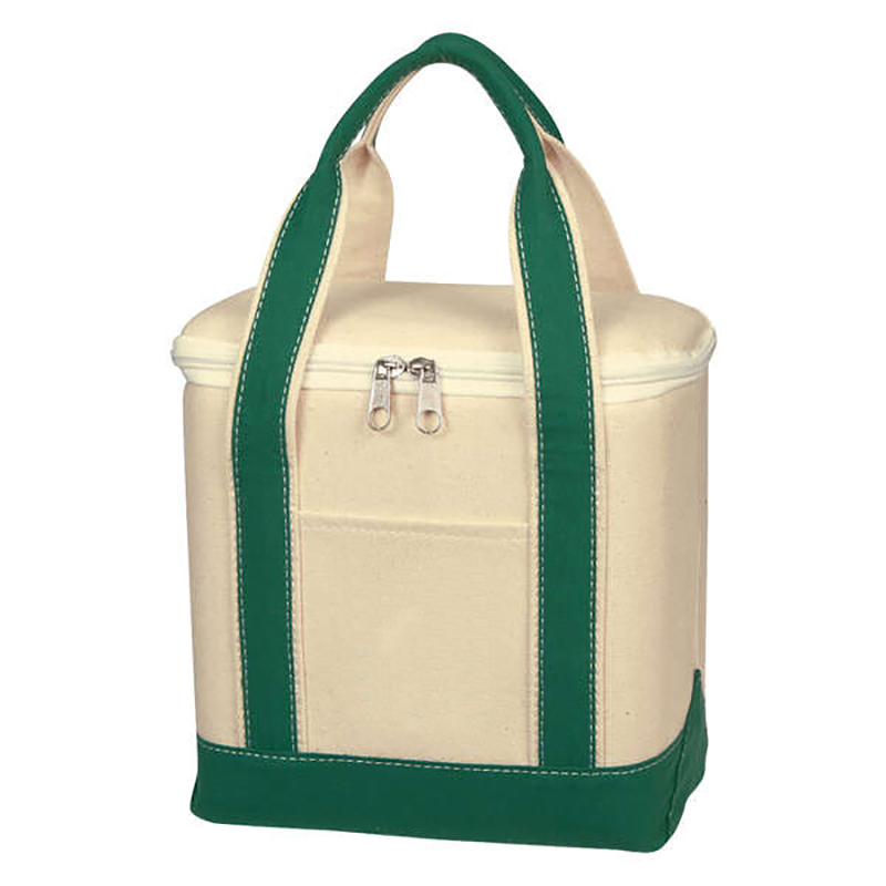 Reusable Cotton Canvas Insulated Grocery Cooler Bag, Waterproof Lunch Cooler Bag With Handle For Travel Picnic Camping