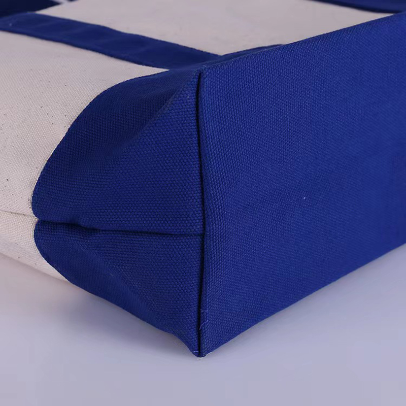 Reinforced Heavy-duty Two-tone 10oz Cotton Canvas Boat Tote Bag With Front Pocket For Beach, Grocery Shopping, Travel