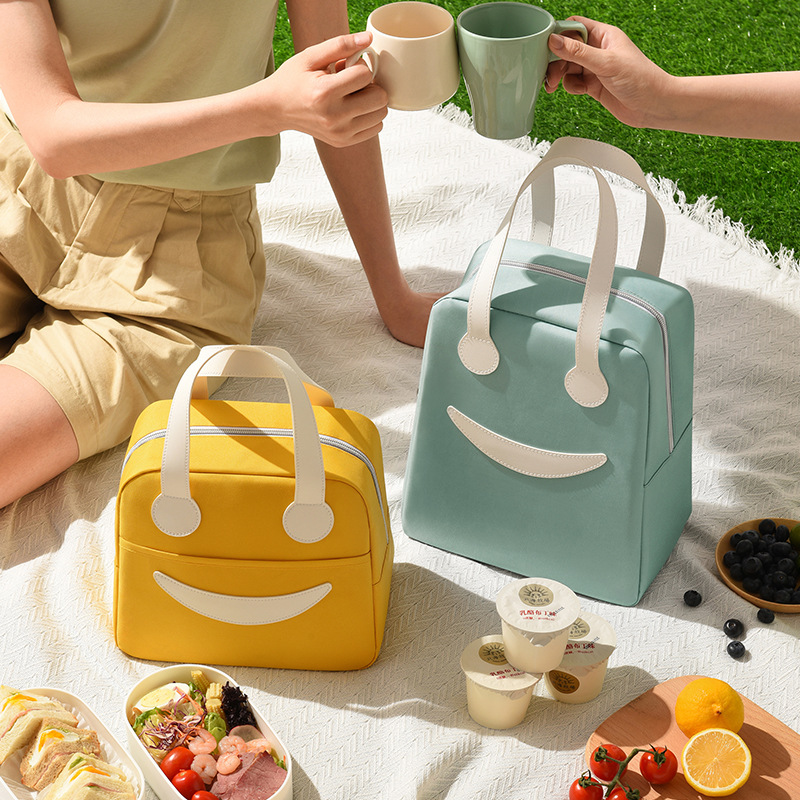 Hand-Carried Home Camping Picnic Polyester Color Lunch Bag Large Insulated Lunch Cooler Bag