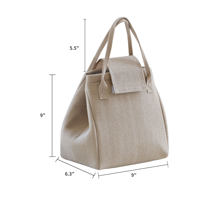 Eco-friendly Picnic Jute Lunch Insulated Cooler Bag for Picnics, Camping, Office Lunches, School, and Outdoor Activities