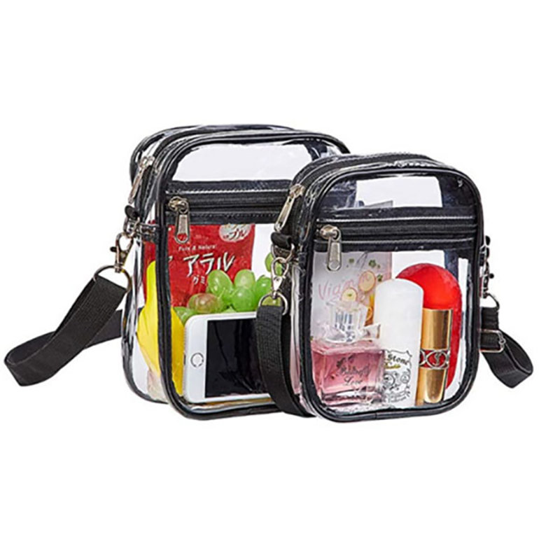 Multifunctional PVC Clear Crossbody Bag with Adjustable Shoulder Strap, Stadium Transparent Messenger Bag