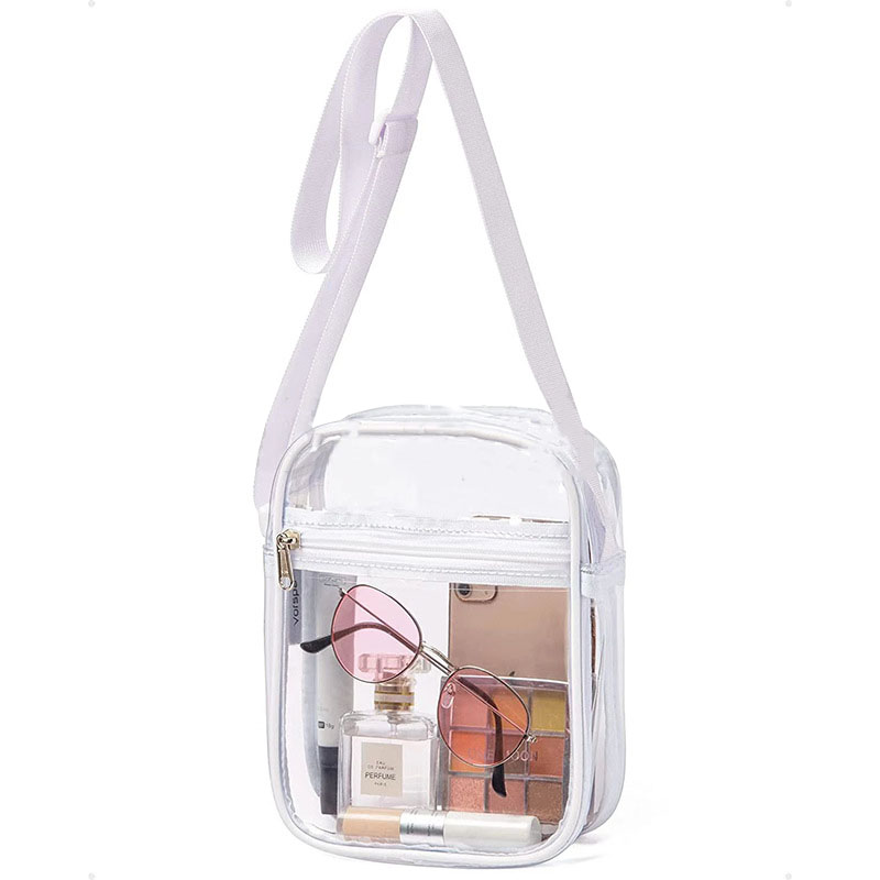 Multifunctional PVC Clear Crossbody Bag with Adjustable Shoulder Strap, Stadium Transparent Messenger Bag