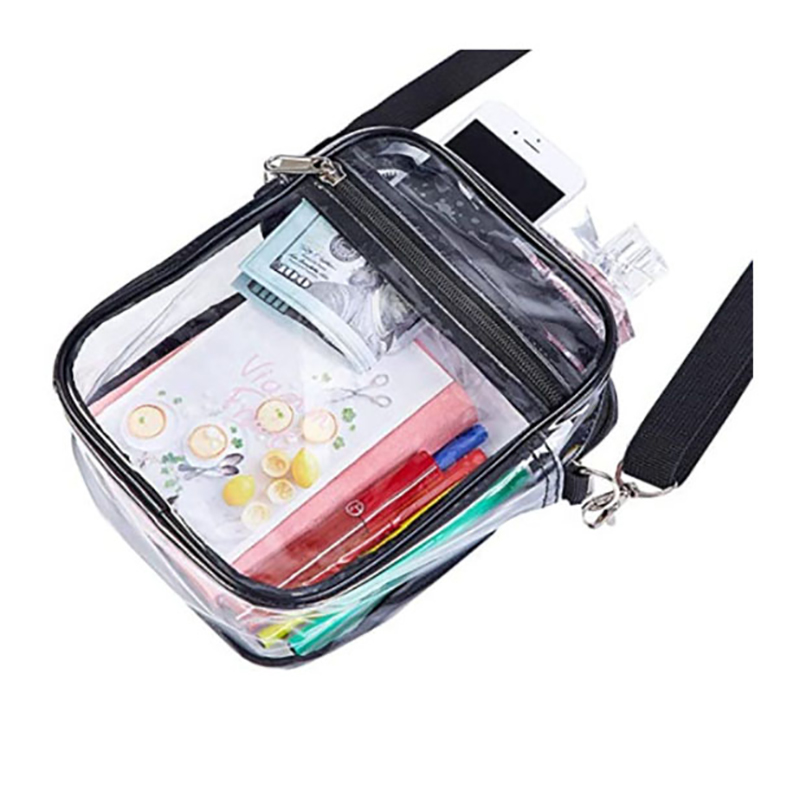 Multifunctional PVC Clear Crossbody Bag with Adjustable Shoulder Strap, Stadium Transparent Messenger Bag