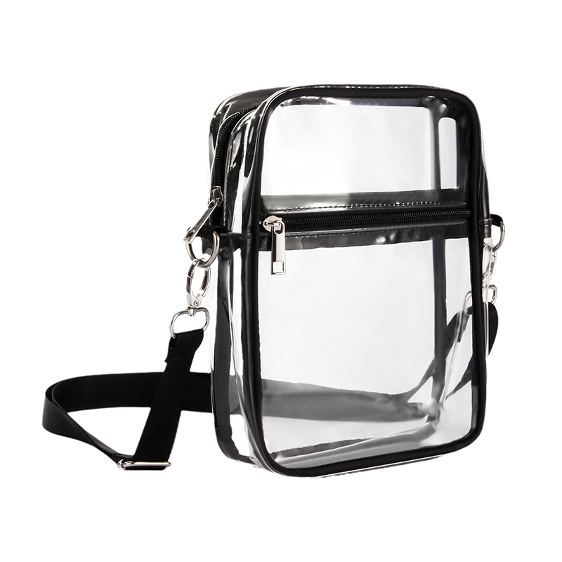 Multifunctional PVC Clear Crossbody Bag with Adjustable Shoulder Strap, Stadium Transparent Messenger Bag