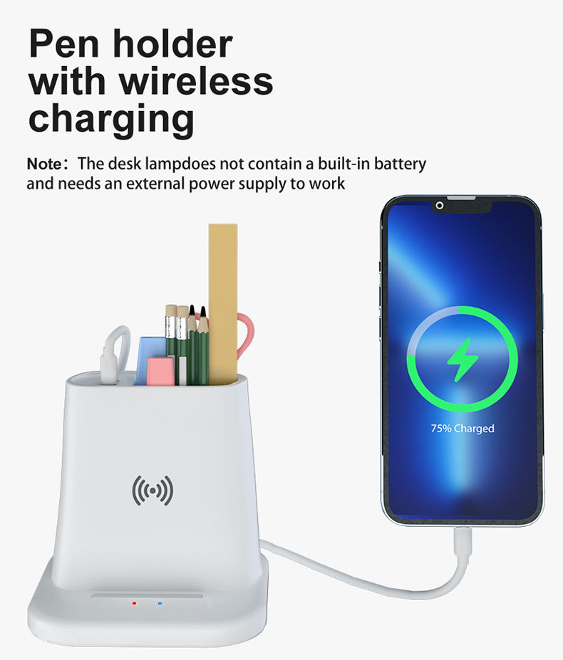 4 IN 1 Desk Pen Holder Wireless Charger Dock Stand