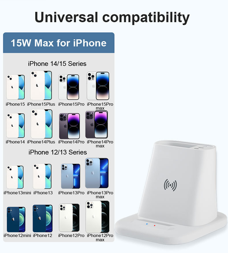 4 IN 1 Desk Pen Holder Wireless Charger Dock Stand