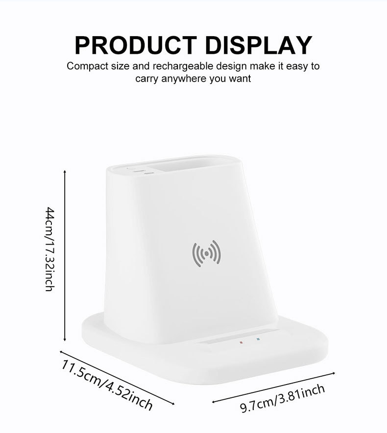4 IN 1 Desk Pen Holder Wireless Charger Dock Stand