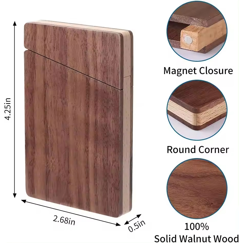 4.25'' x 2.68'' Wooden Business Card Holder for Holding 12-15 Cards - Magnetic Closure, Ideal for Corporate Branding and Events