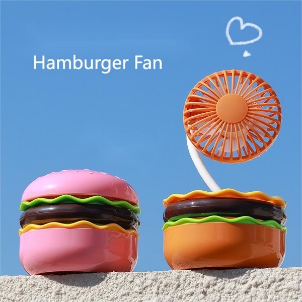 Foldable Electric Hamburger Fan with Built-In Mirror