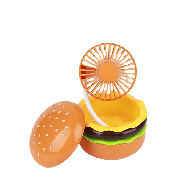 Foldable Electric Hamburger Fan with Built-In Mirror