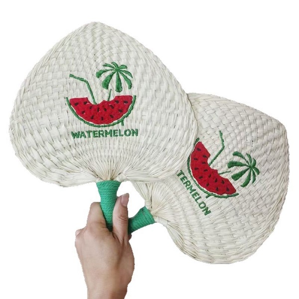 Heart Shape Mini Handmade Eco-friendly Straw Fan, Size: 8.3