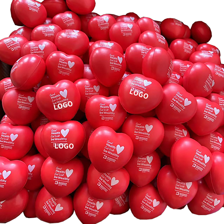 Soft PU Foam Material Heart-shape Stress Reliever Balls -- 3.94