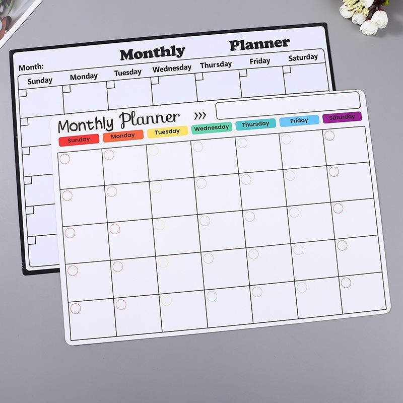 Magnetic Monthly Planner -- Reusable Fridge Dry Erase Calendar Board, Size in 11.02